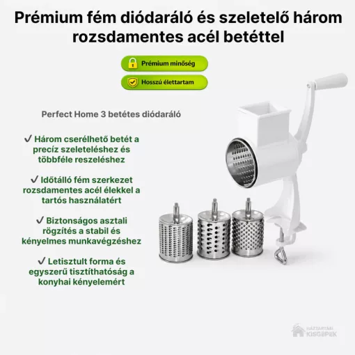 Perfect Home 12607 3 betétes kézi diódaráló gyors szállítással saját raktárkészletből, előzetes rendelés nélkül is - Háztartásikisgépek