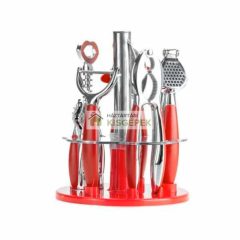 BACHMAYER BM-2601 KONYHAI KÉSZLET 6 DARABOS PIROS SZÍNBEN