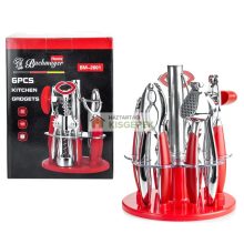 BACHMAYER BM-2601 KONYHAI KÉSZLET 6 DARABOS PIROS SZÍNBEN