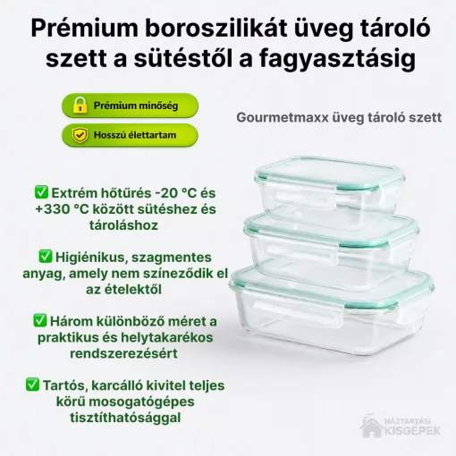 GourmetMaxx DS13755 6 darabos boroszilikát üveg tároló szett fedővel – Gyors szállítás saját raktárkészletről, előzetes rendelés nélkül is átvehető szaküzletünkben. - Háztartásikisgépek