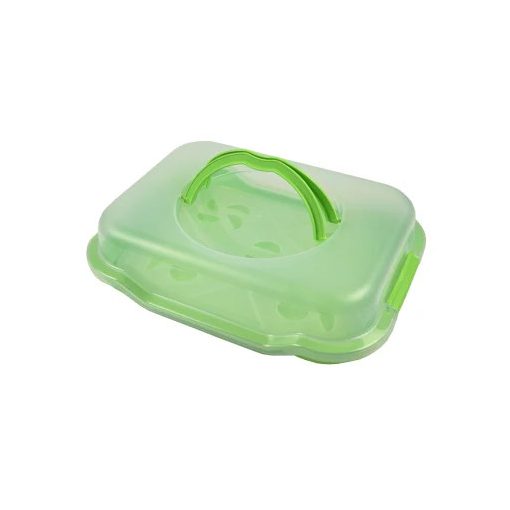 Gies Party Butler zárható műanyag süteménytartó zöld színben