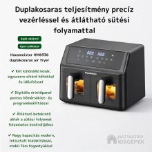 Hausmeister HM6936 duplakosaras air fryer – gyors szállítás saját raktárkészletből előzetes rendelés nélkül is - Háztartásikisgépek