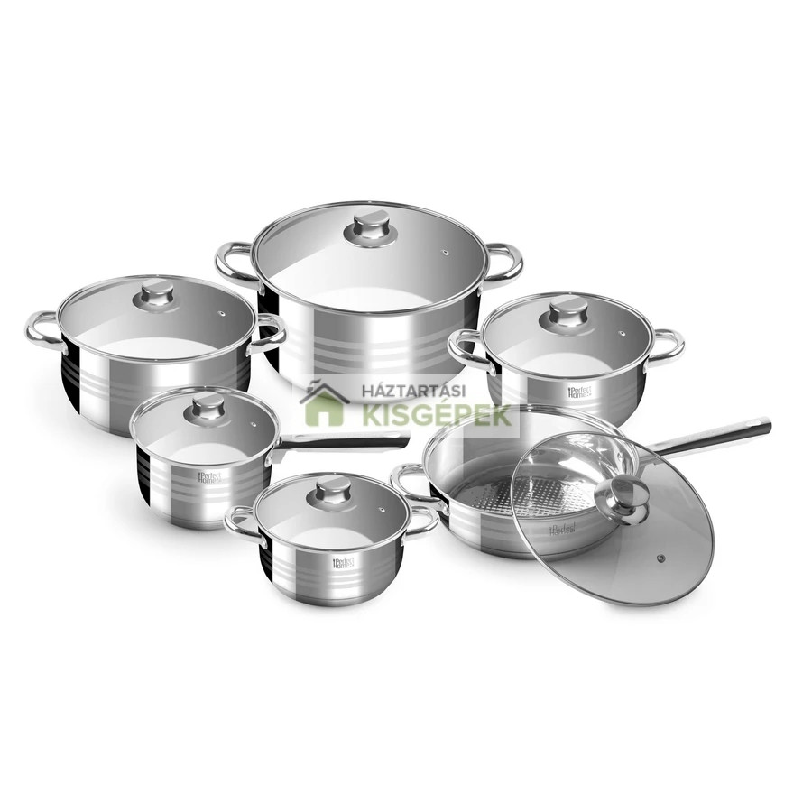 Image of PERFECT HOME DIAMOND 12 RÉSZES ROZSDAMENTES EDÉNYSZETT ÜVEG FEDŐVEL 14726